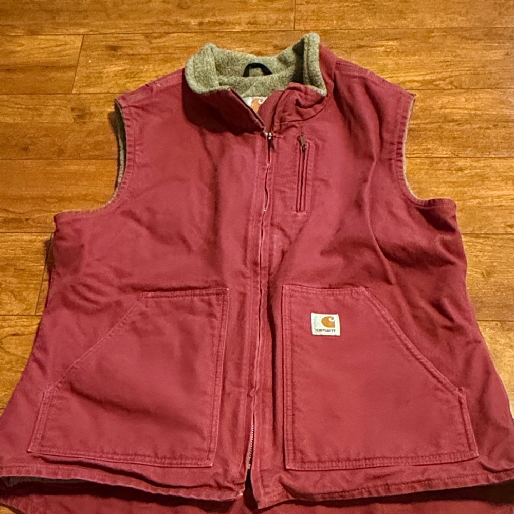Carhartt Burgundy Vest with Soft Gray Interior